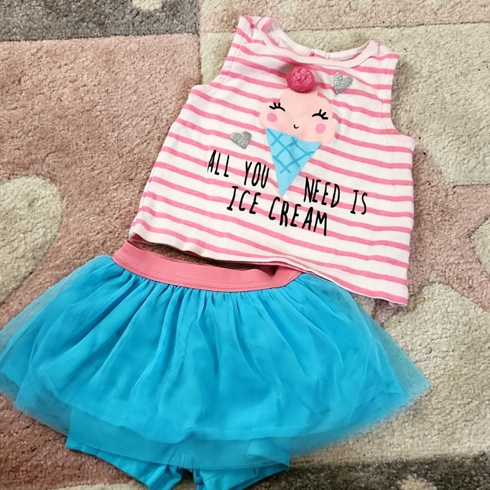 EUC ice cream theme baby top and 2 tutus (shorts and skirt)